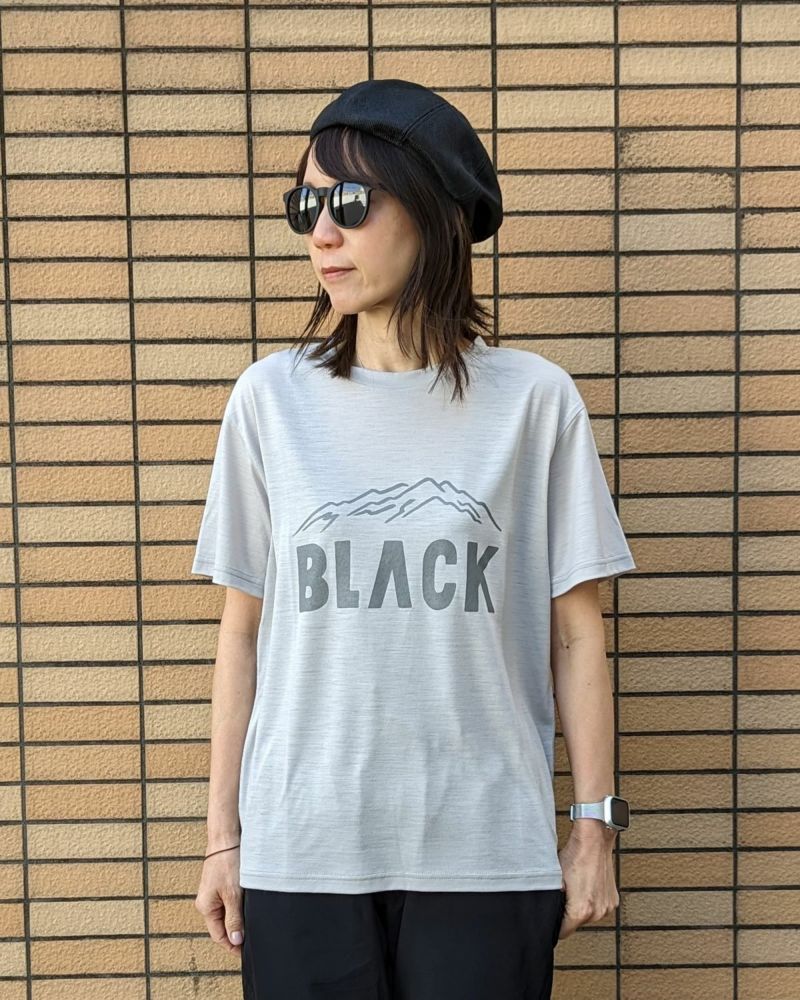 BLACK BRICK / 「BLACK」Logo Hybrid Merino Tee｜ BLACK BRICK ...