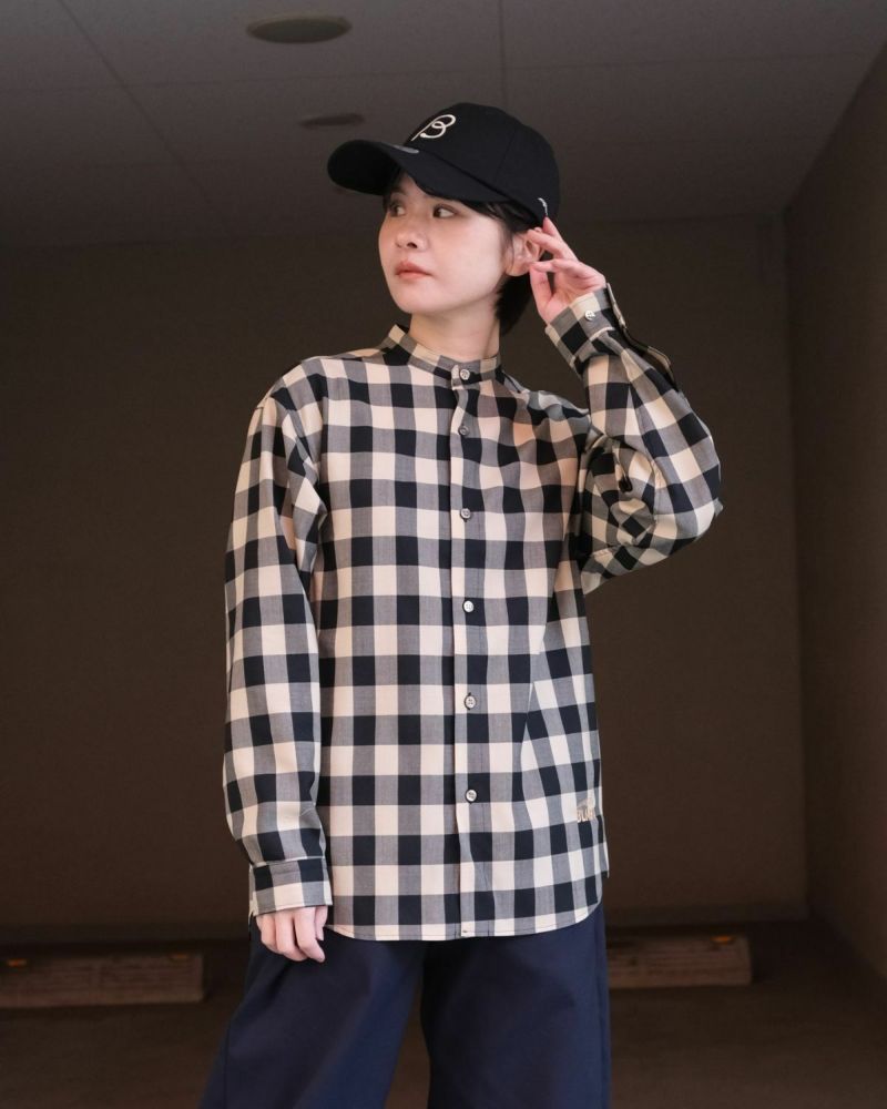 BLACK BRICK / Tech Merino Band Collar Shirt｜ブラック
