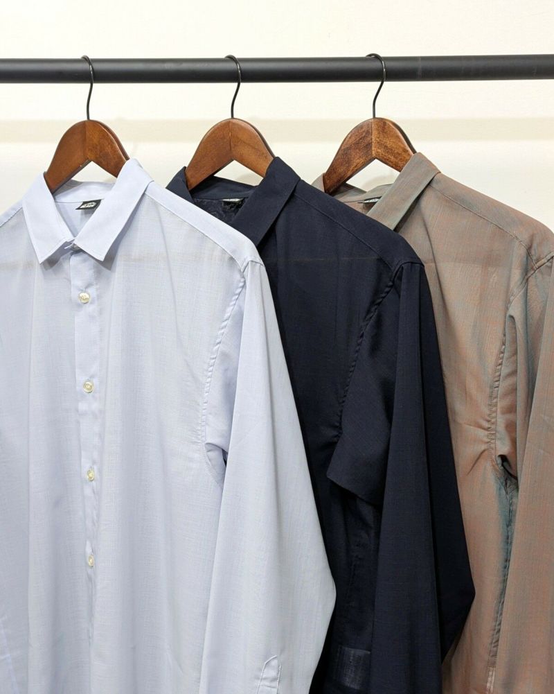 トップス BLACK BRICK Air Hybrid Merino Shirt Sax BLACK BRICK / Hybrid Merino Shirt Check｜ブラックブリックの
