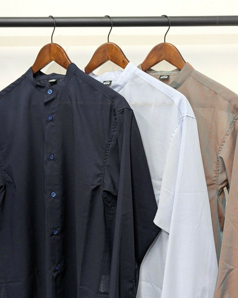 世界的に有名な BLACK BRICK / Air Hybrid Merino Band Collar Shirt｜ブラック トップス