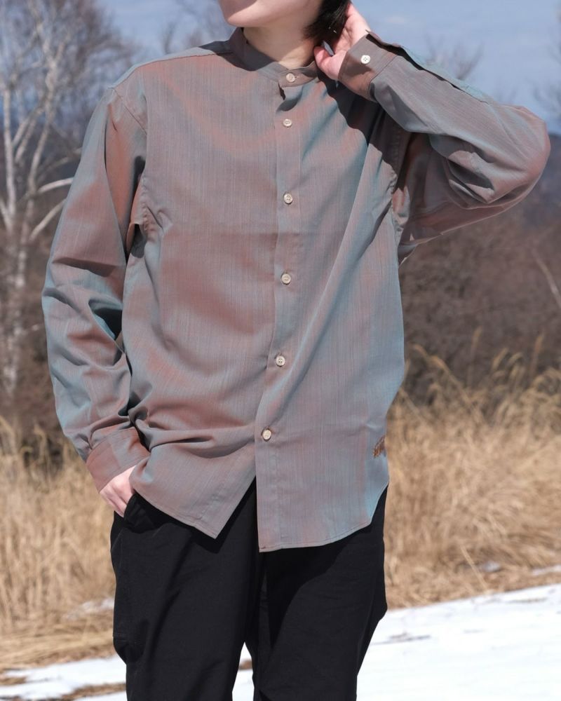 BLACK BRICK / Air Hybrid Merino Band Collar Shirt｜ブラック