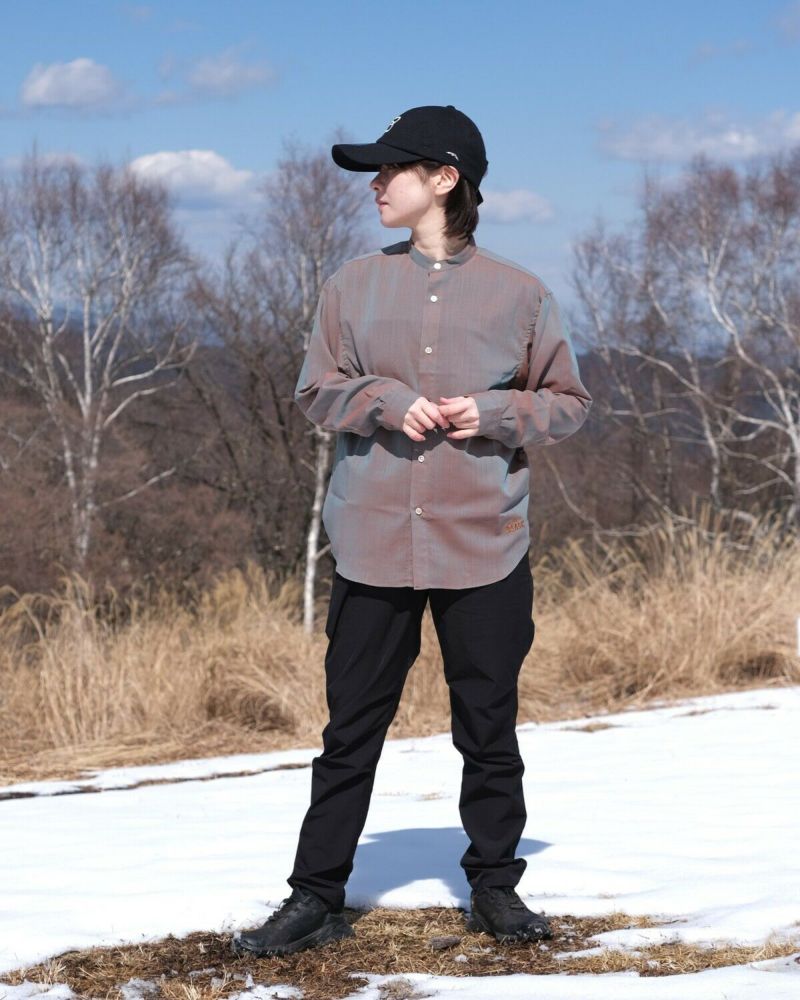 BLACK BRICK / Air Hybrid Merino Band Collar Shirt｜ブラック