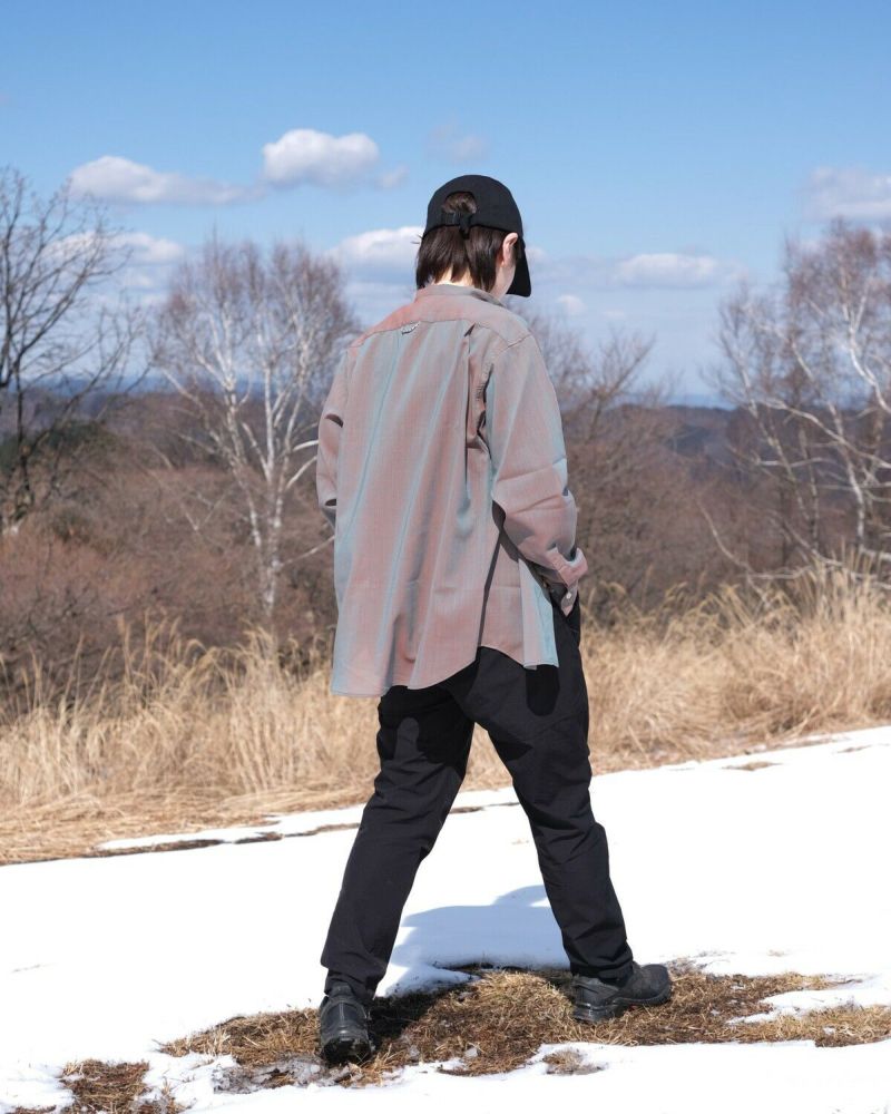 BLACK BRICK / Air Hybrid Merino Band Collar Shirt｜ブラック