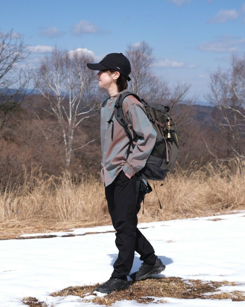 BLACK BRICK / Air Hybrid Merino Band Collar Shirt｜ブラック