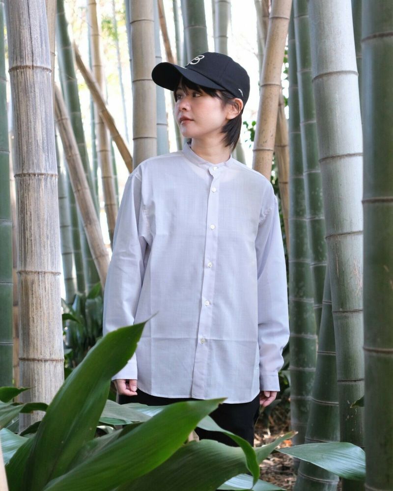 BLACK BRICK / Air Hybrid Merino Band Collar Shirt｜ブラック