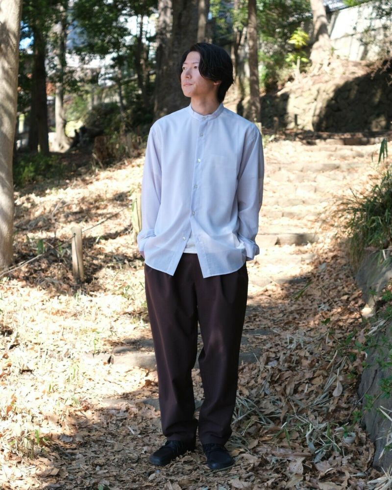 BLACK BRICK / Air Hybrid Merino Band Collar Shirt｜ブラック