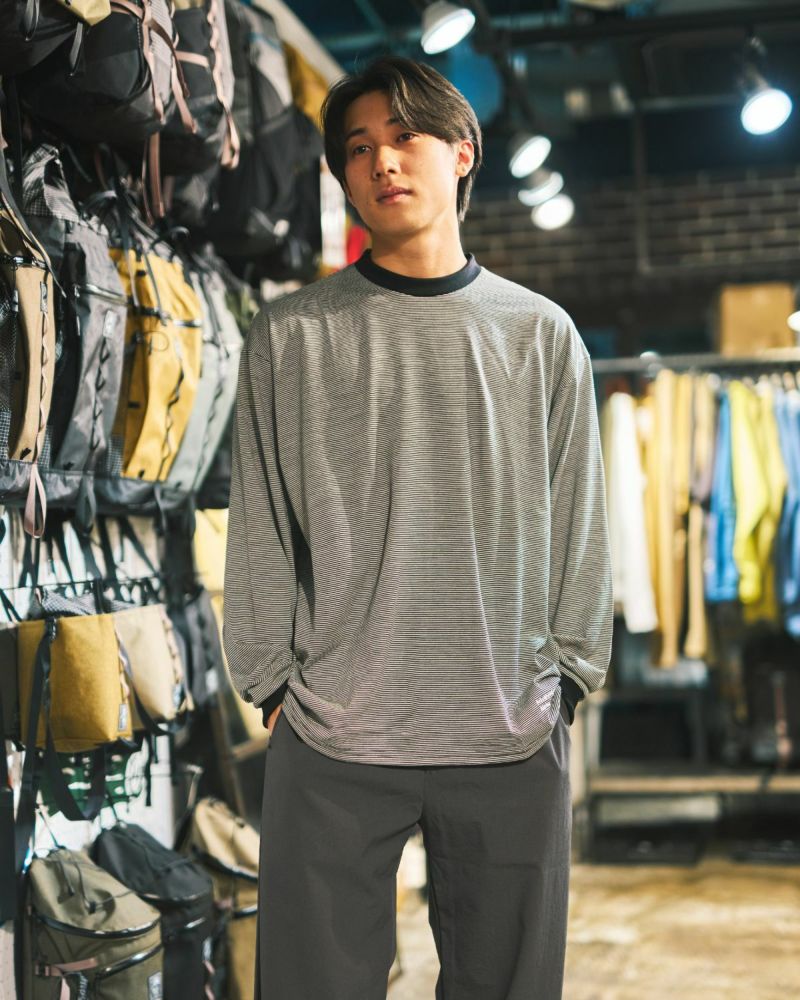 BORDERS & BOUNDARIES ブラックニット M Front Zip Mesh Border Knitwear/フロントジップメッシュボーダー